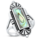Sterling Silver Oxidized Abalone Shell Ring