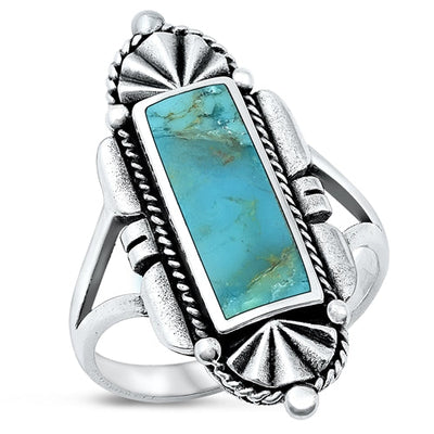 Sterling Silver Rectangular Abalone Shell Ring