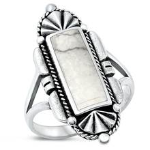 Load image into Gallery viewer, Sterling Silver Oxidized White Buffalo Turquoise Stone Ring