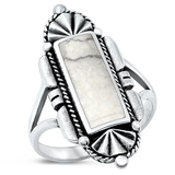 Sterling Silver Oxidized White Buffalo Turquoise Stone Ring