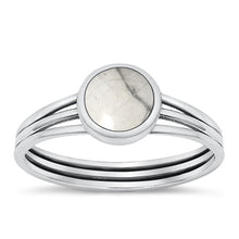 Load image into Gallery viewer, Sterling Silver Oxidized White Buffalo Turquoise Ring-7.7mm