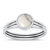 Sterling Silver Oxidized White Buffalo Turquoise Ring-7.7mm