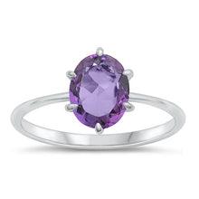 Load image into Gallery viewer, Sterling Silver Rhodium Plated Genuine Amethyst Ring