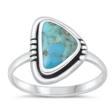 Load image into Gallery viewer, Sterling Silver Oxidized Genuine Turquoise Stone Ring