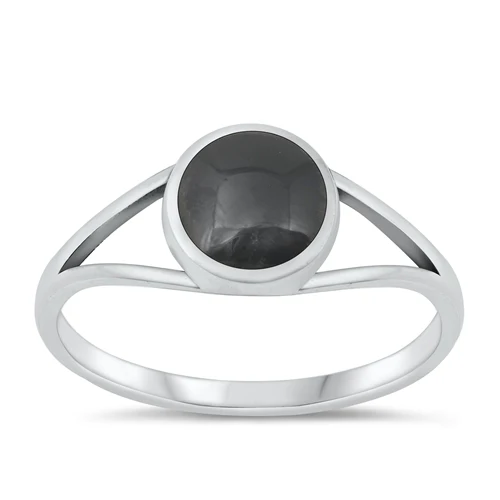 Sterling Silver Oxidized Black Agate Stone Ring