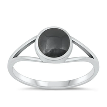 Load image into Gallery viewer, Sterling Silver Oxidized Black Agate Stone Ring