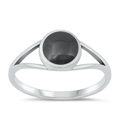 Sterling Silver Oxidized Black Agate Stone Ring