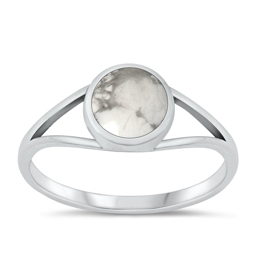 Sterling Silver Oxidized White Buffalo Turquoise Ring-8.8mm