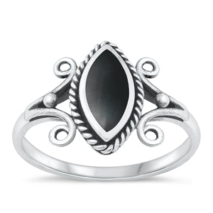 Sterling Silver Oxidized Black Agate Celtic Oval Ring