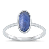 Sterling Silver Oxidized Blue Lapis Ring-11.6mm