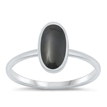 Load image into Gallery viewer, Sterling Silver Oxidized Black Agate Ring-11.6mm