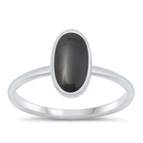 Sterling Silver Oxidized Black Agate Ring-11.6mm