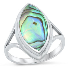 Sterling Silver Oxidized Abalone Shell Ring-23.6mm