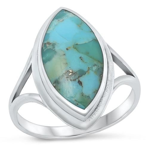 Sterling Silver Oxidized Genuine Turquoise Ring-23.6mm