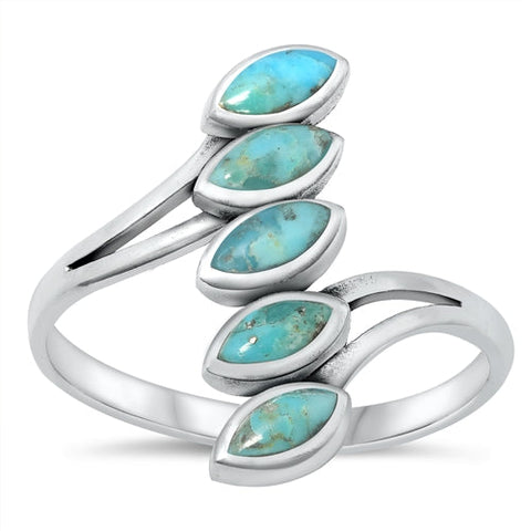 Sterling Silver Oxidized Genuine Turquoise Ring-22.3mm