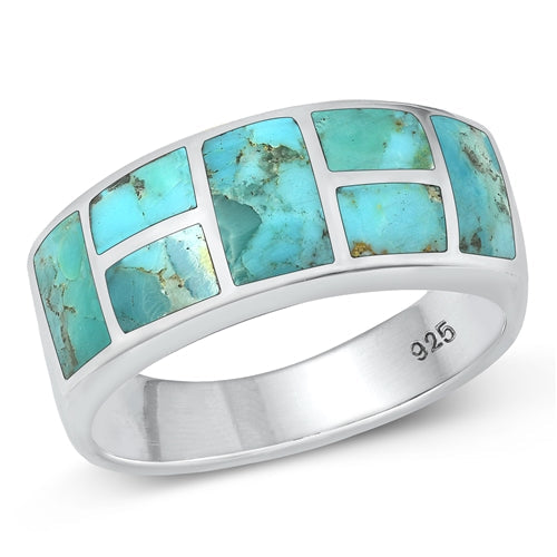 Sterling Silver Polished Genuine Turquoise Ring-8.2mm