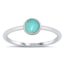 Load image into Gallery viewer, Sterling Silver Genuine Turquoise Round Stone Ring