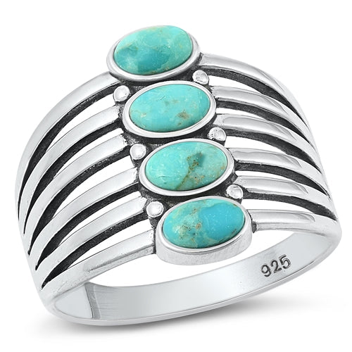 Sterling Silver Oxidized Genuine Turquoise Ring-21.2mm