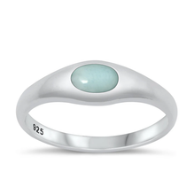 Load image into Gallery viewer, Sterling Silver High Polished Oval Larimar Stone Ring