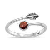 Sterling Silver Oxidized Genuine Garnet Ring