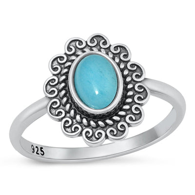 Sterling Silver Oxidized Genuine Blue Topaz Ring