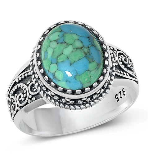 Sterling Silver Oxidized Genuine Turquoise Ring