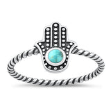 Sterling Silver Oxidized Turquoise Hamsa Ring