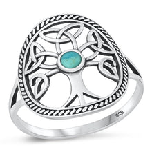 Load image into Gallery viewer, Sterling Silver Oxidized Celtic Tree Genuine Turquoise Ring-18.5mm