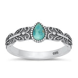 Sterling Silver Oxidized Genuine Turquoise Ring-7.1mm