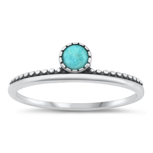 Sterling Silver Oxidized Genuine Turquoise Ring-5.6mm