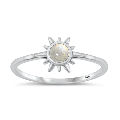 Sterling Silver Oxidized Sun Moonstone Ring