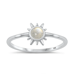 Sterling Silver Oxidized Sun Moonstone Ring