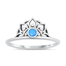 Load image into Gallery viewer, Sterling Silver Oxidized Blue Lab Opal Crown Ring