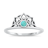 Sterling Silver Oxidized Genuine Turquoise Crown Ring