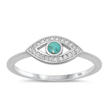 Load image into Gallery viewer, Sterling Silver Rhodium Plated Clear CZ and Genuine Turquoise Ring