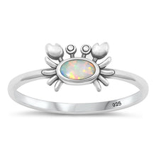 Load image into Gallery viewer, Sterling Silver Oxidized Crab White Lab Opal Ring-7.6mm