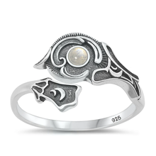 Load image into Gallery viewer, Sterling Silver Oxidized 14.6mm Moonstone Stone Ring
