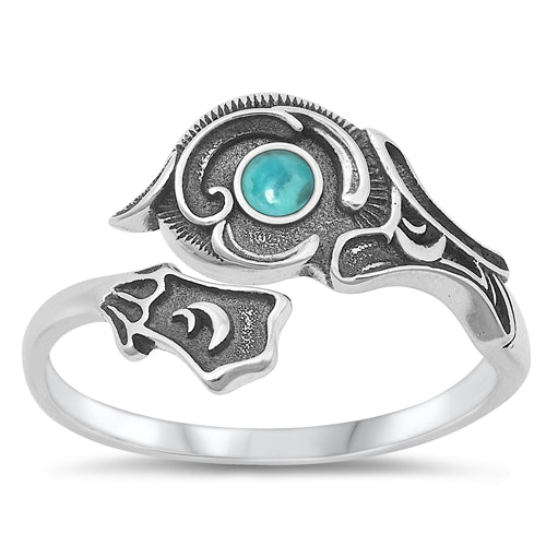 Sterling Silver Oxidized Genuine Turquoise Ring-14.6mm