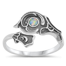 Load image into Gallery viewer, Sterling Silver Oxidized White Lab Opal Ring-14.6mm