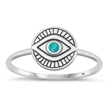 Load image into Gallery viewer, Sterling Silver Oxidized Eye Genuine Turquoise Ring-9.4mm