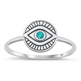 Sterling Silver Oxidized Eye Genuine Turquoise Ring-9.4mm