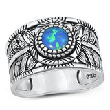 Sterling Silver Oxidized Blue Lab Opal Ring-13.7mm