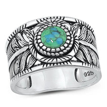 Load image into Gallery viewer, Sterling Silver Oxidized Genuine Turquoise Ring-13.7mm