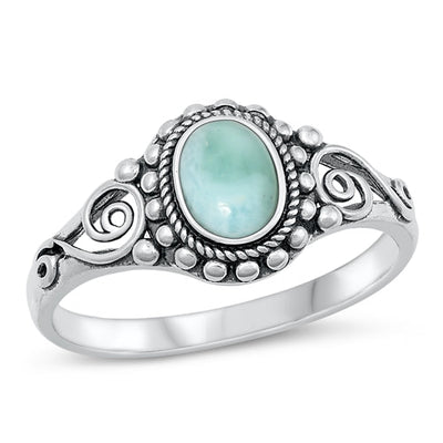 Sterling Silver Oxidized Genuine Larimar Ring