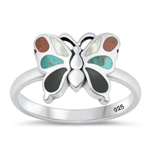 Load image into Gallery viewer, Sterling Silver Oxidized Butterfly Multi-Stone Ring