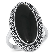 Load image into Gallery viewer, Sterling Silver Oxidized Black Agate Ring-32mm