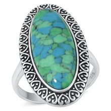 Load image into Gallery viewer, Sterling Silver Oxidized Genuine Turquoise Ring-32mm