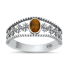 Load image into Gallery viewer, Sterling Silver Oxidized Tiger Eye Stone Ring