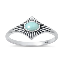 Load image into Gallery viewer, Sterling Silver Oxidized Larimar Stone Ring