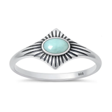 Sterling Silver Oxidized Larimar Stone Ring
